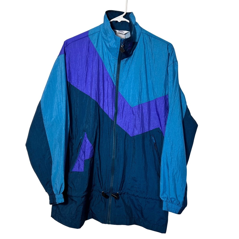 Moving Comfort Women's Windbreaker Jacket Full Zip Color Block Size Medium